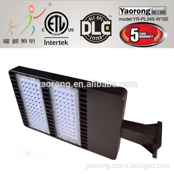 Yaorong factory ETL DLC CE 120lm/w Ultra slim led parking lot lighting with optional LENS